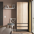 Axton Double Wardrobe 2 Drawers Oak Graphite from Roseland Furniture