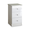 Aria White Gloss LED Lighting 3 Drawer Bedside from Roseland