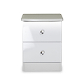 Aria White Gloss LED Lighting 2 Drawer Bedside Table from Roseland Furniture