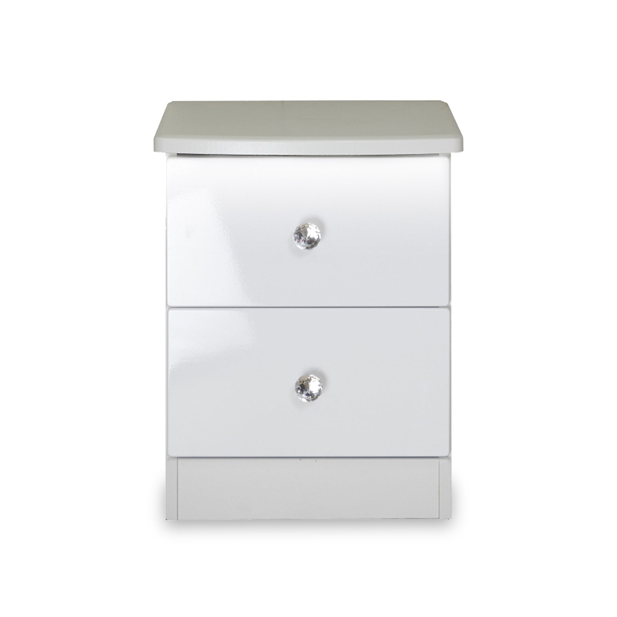 Aria White Gloss LED Lighting 2 Drawer Bedside Table from Roseland Furniture