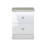 Aria White Gloss LED Lighting 2 Drawer Bedside Table from Roseland Furniture