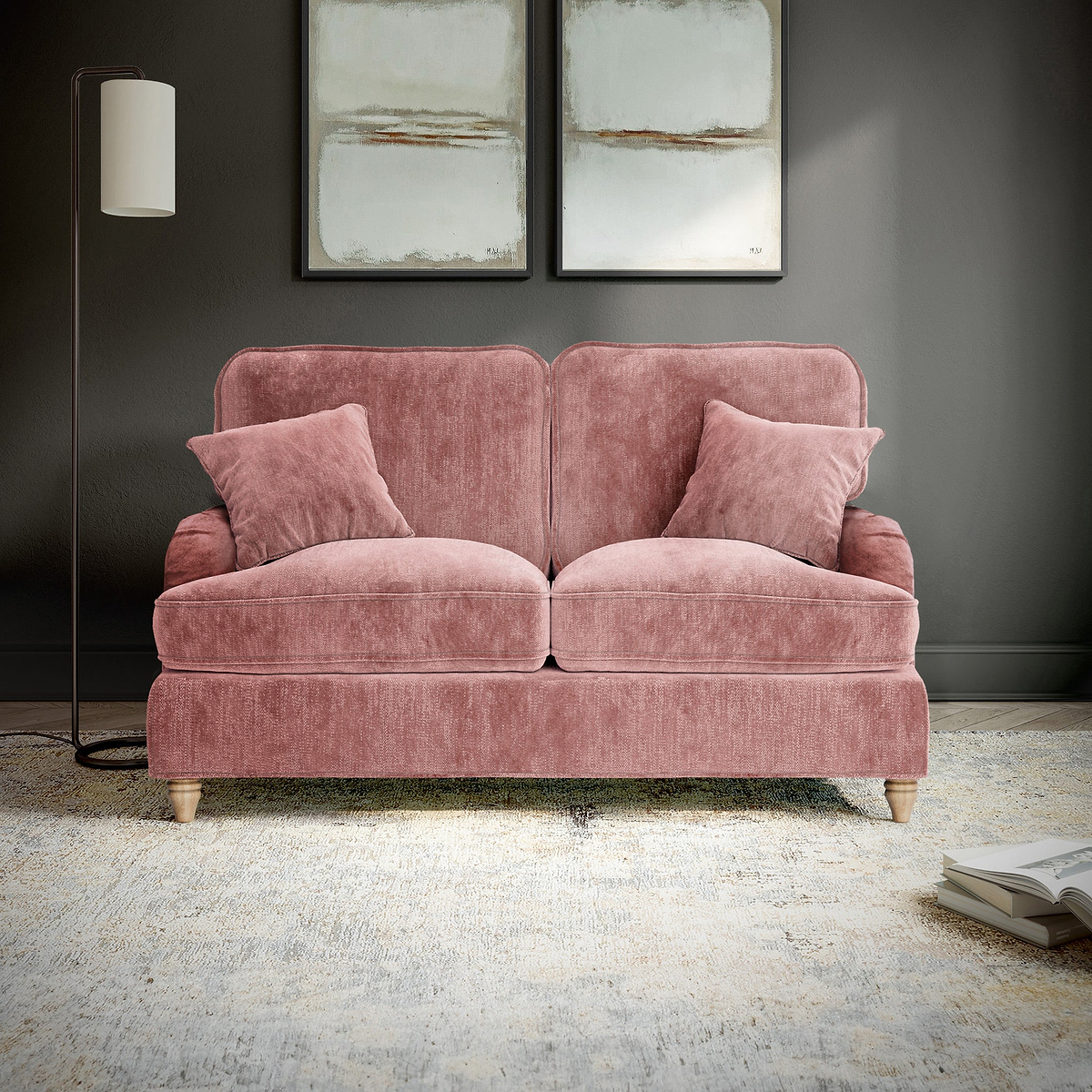 Arthur Blush Pink 2 Seater Sofa from Roseland Furniture