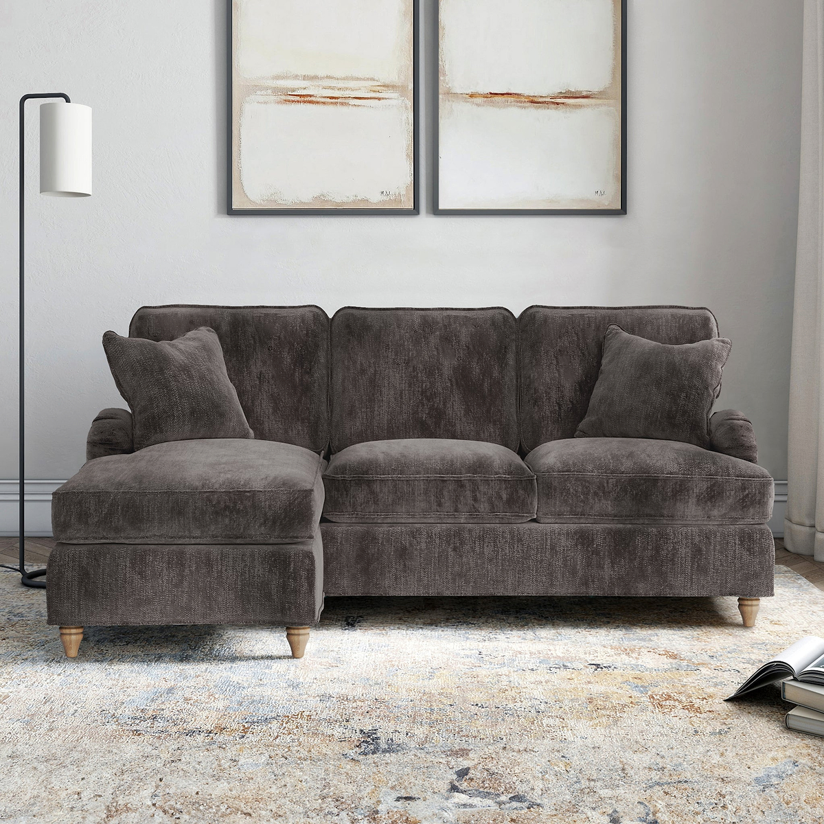 Arthur LH Chaise Sofa Espresso from Roseland Furniture
