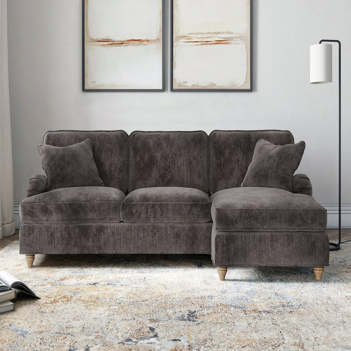Arthur RH Chaise Sofa Espresso from Roseland Furniture