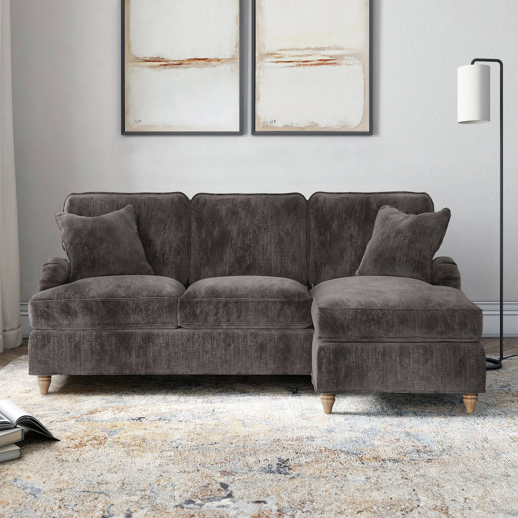 Arthur RH Chaise Sofa Espresso from Roseland Furniture