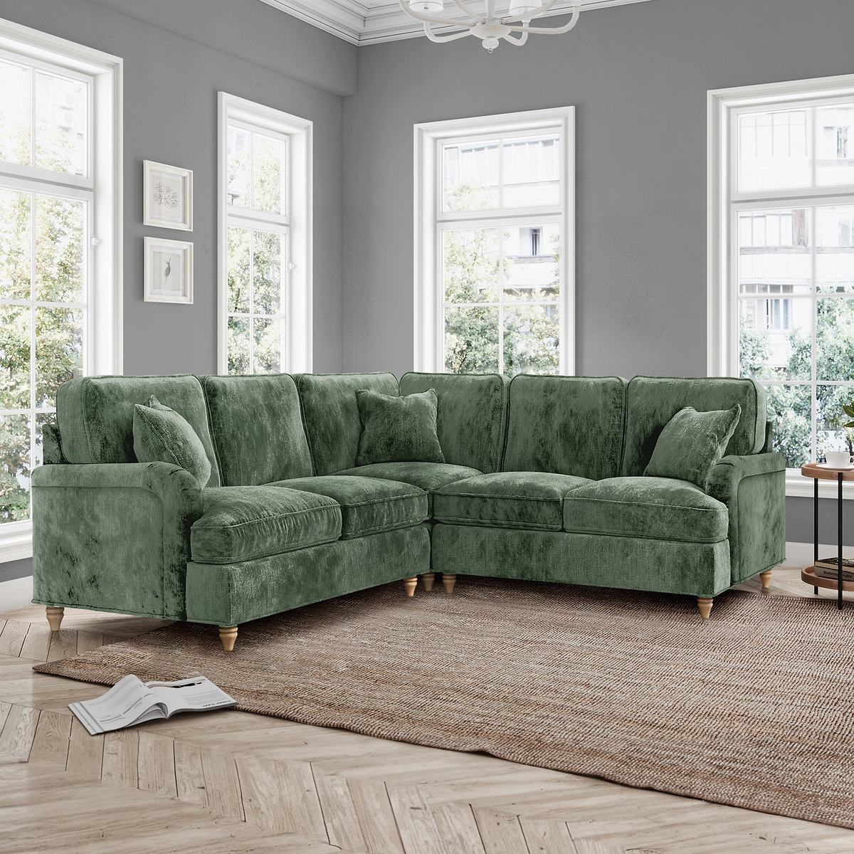 Arthur Moss Green Large Corner Sofa from Roseland Furniture