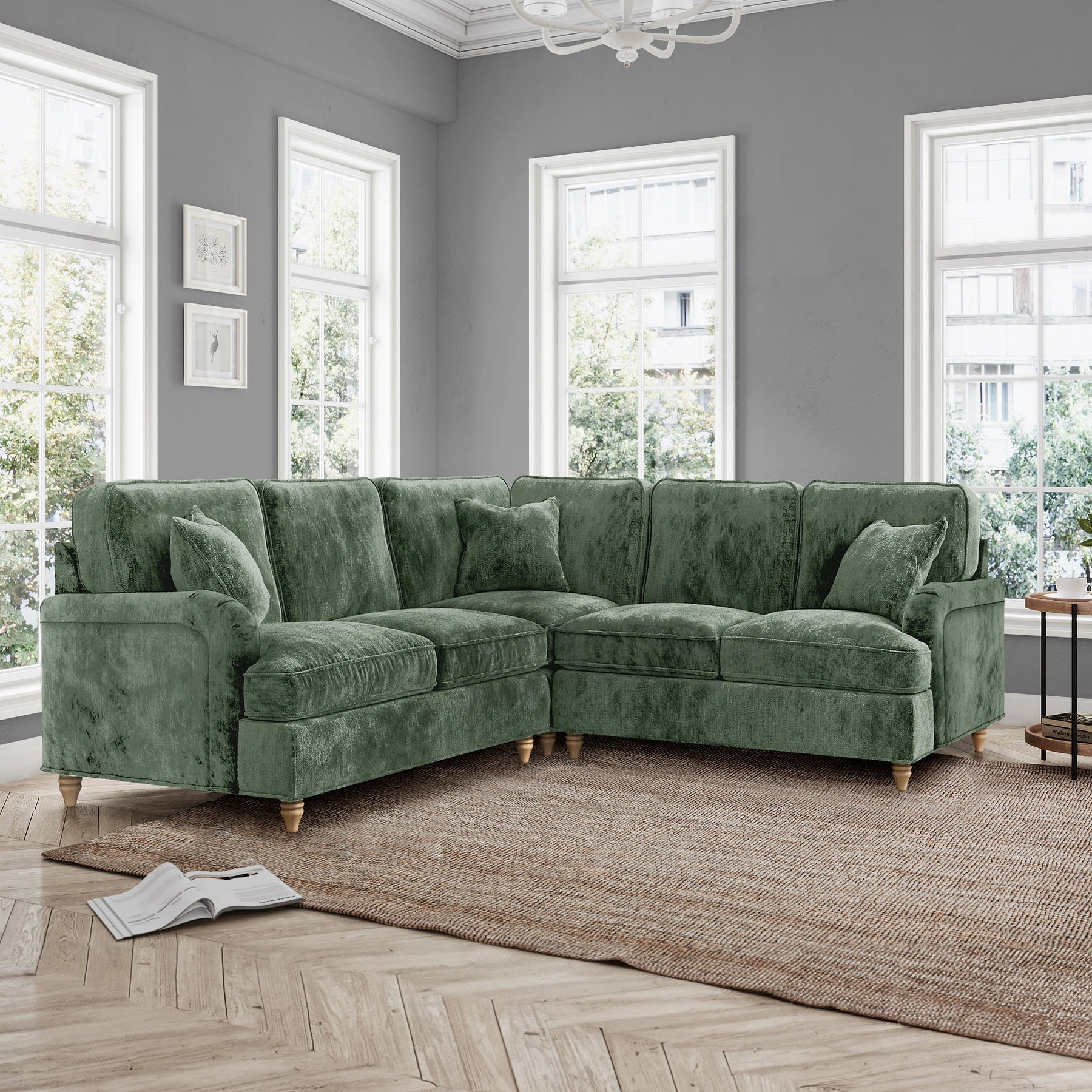 Arthur Moss Green Large Corner Sofa from Roseland Furniture