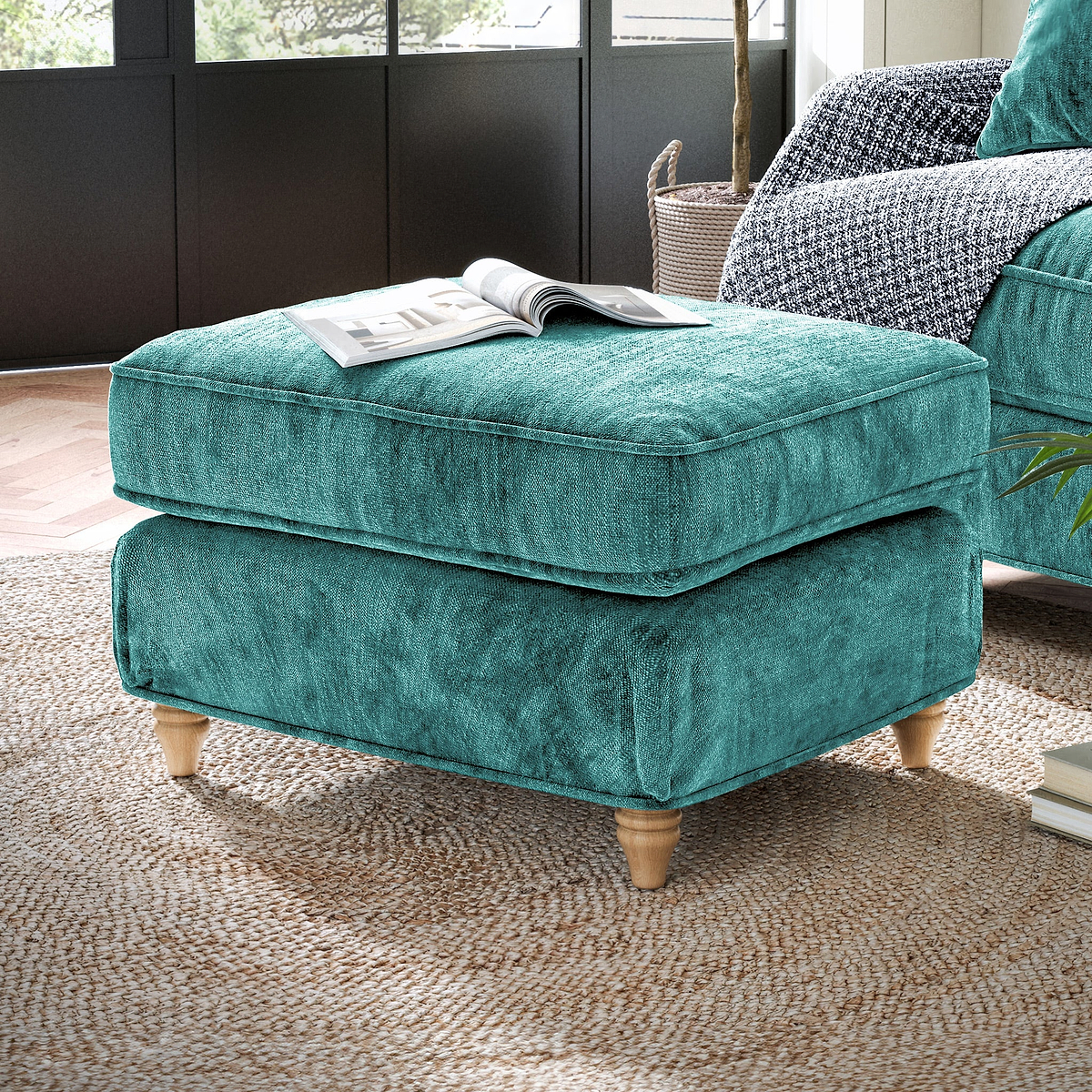 Alfie Storage Footstool Emerald from Roseland Furniture