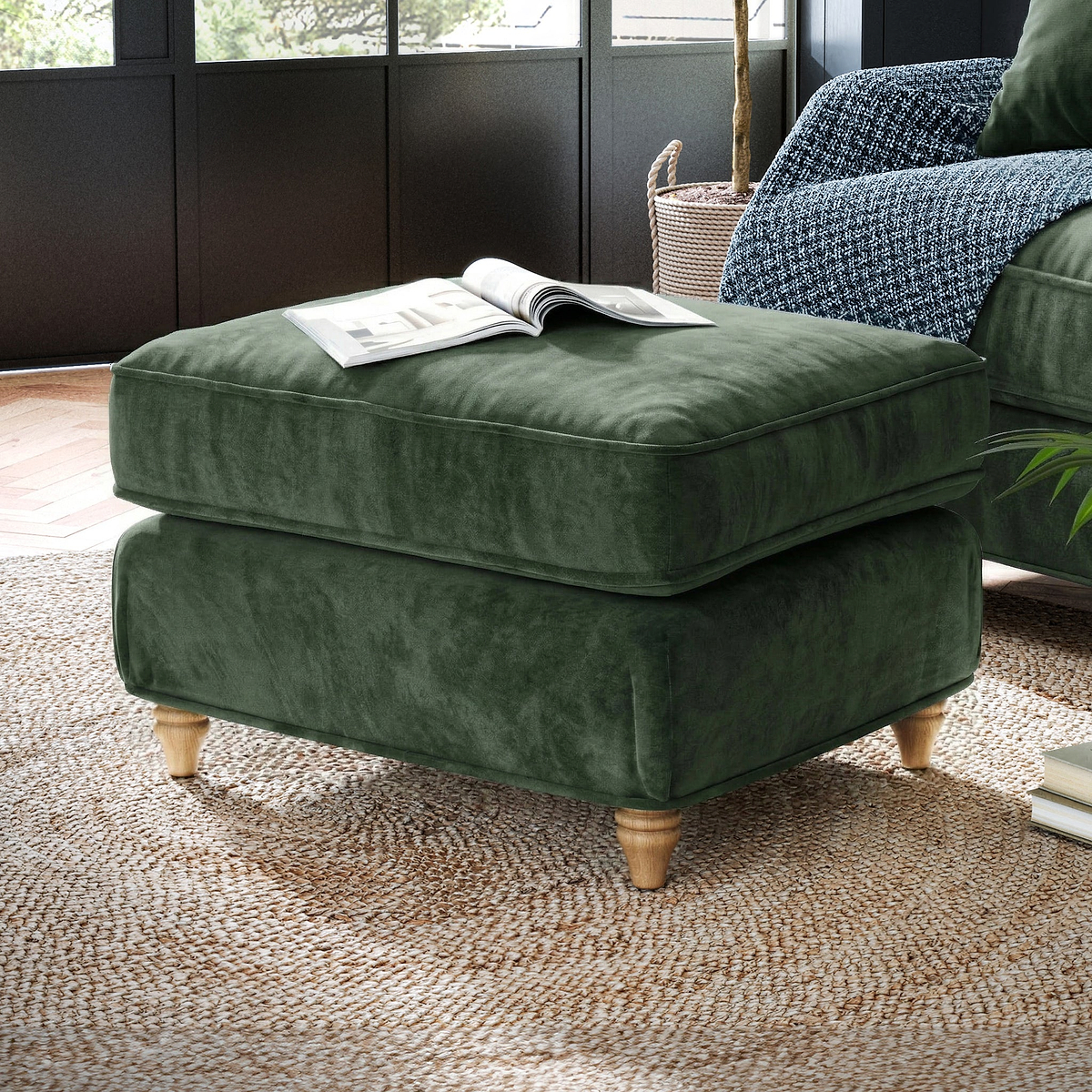 Alfie Storage Footstool Moss Green from Roseland Furniture