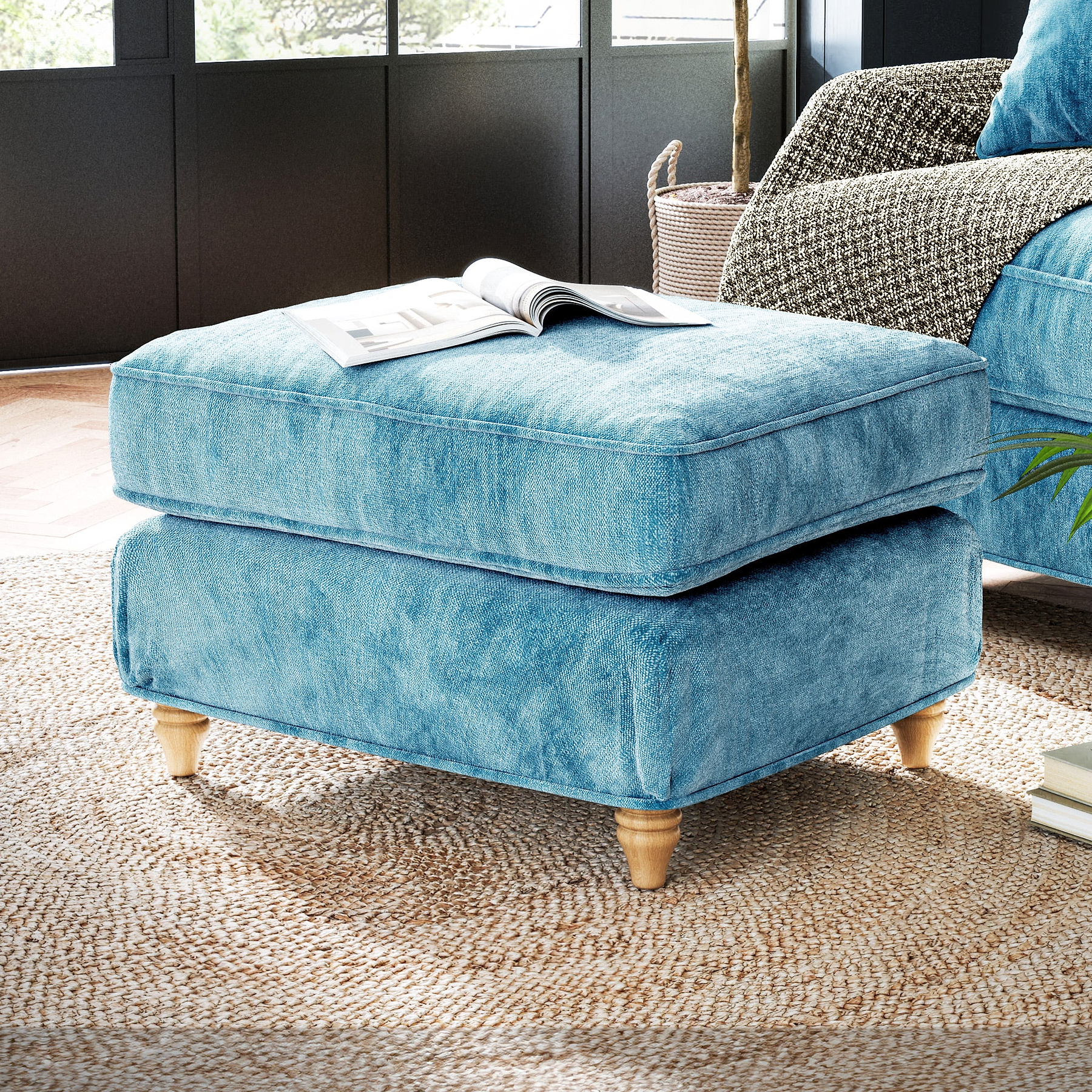 Alfie and Arthur Lagoon Universal Footstool from Roseland Furniture
