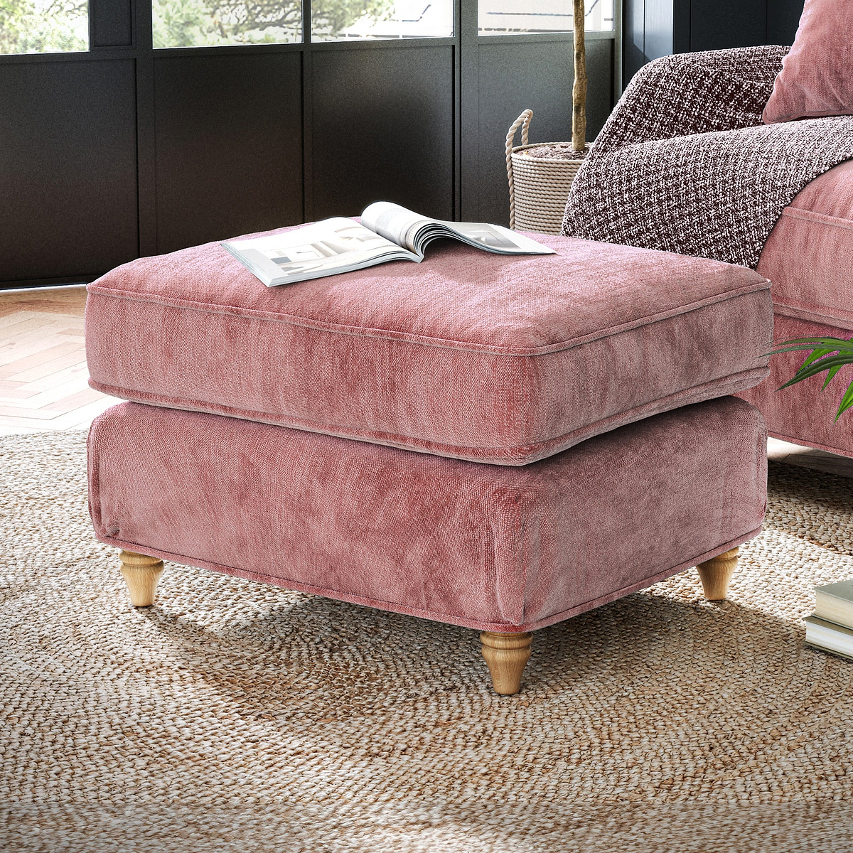 Alfie Storage Footstool Blush from Roseland Furniture