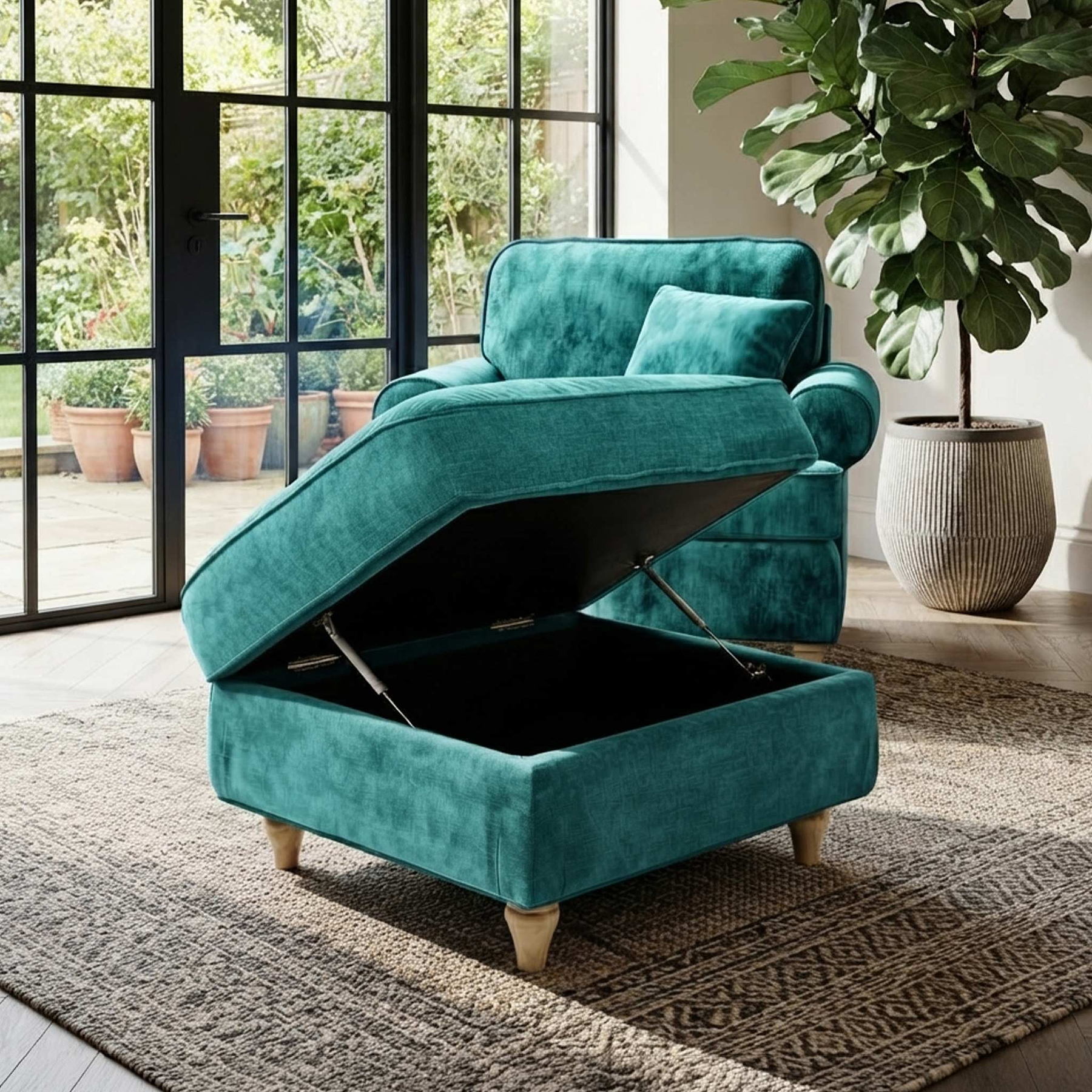 Alfie Storage Footstool Emerald from Roseland Furniture