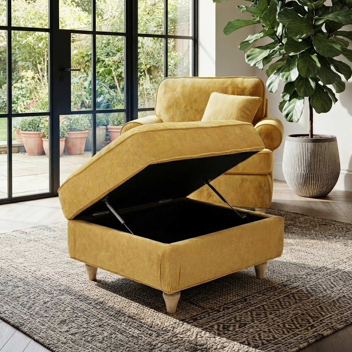 Alfie Storage Footstool Gold from Roseland Furniture