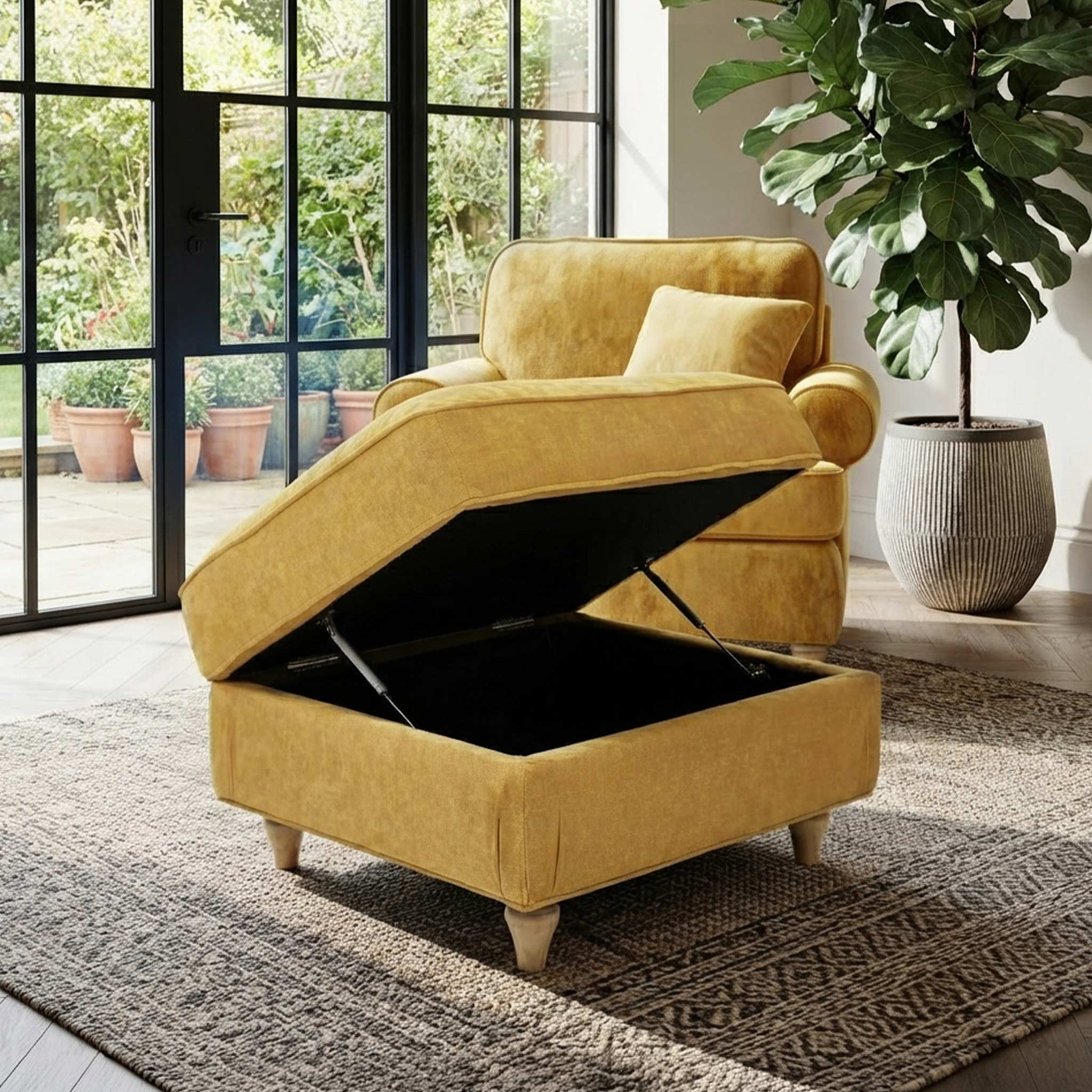 Alfie Storage Footstool Gold from Roseland Furniture