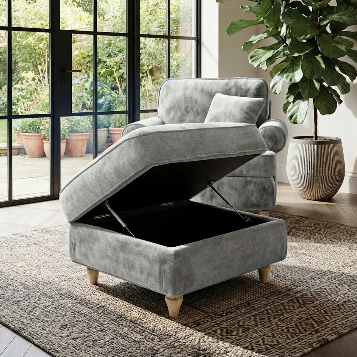 Alfie Storage Footstool Ice from Roseland Furniture