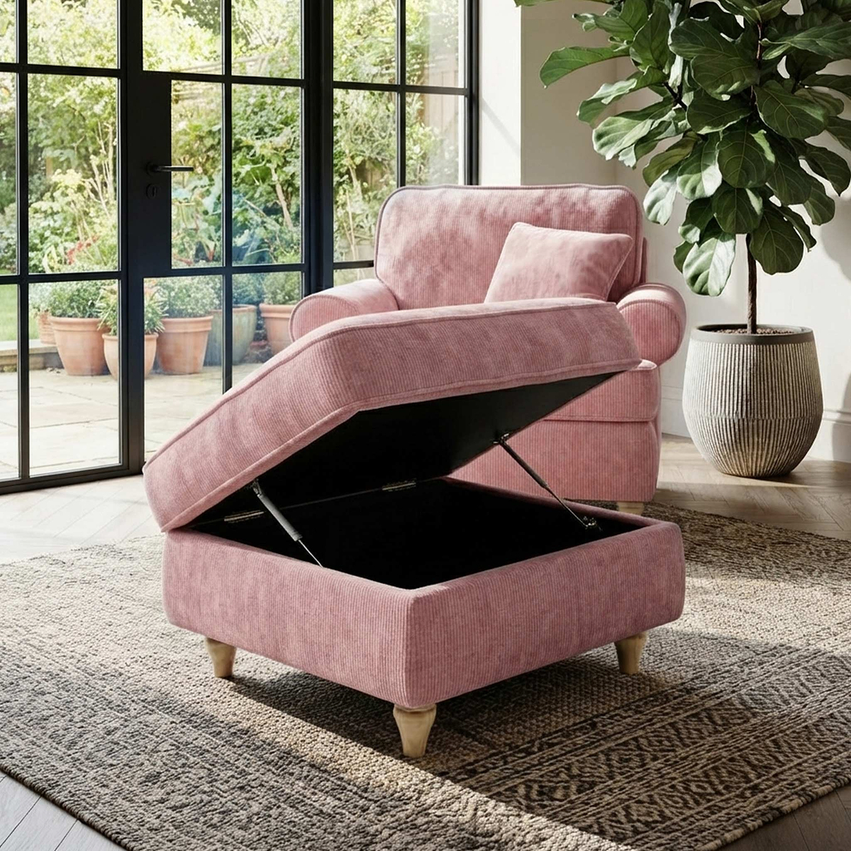 Alfie Storage Footstool Blush from Roseland Furniture