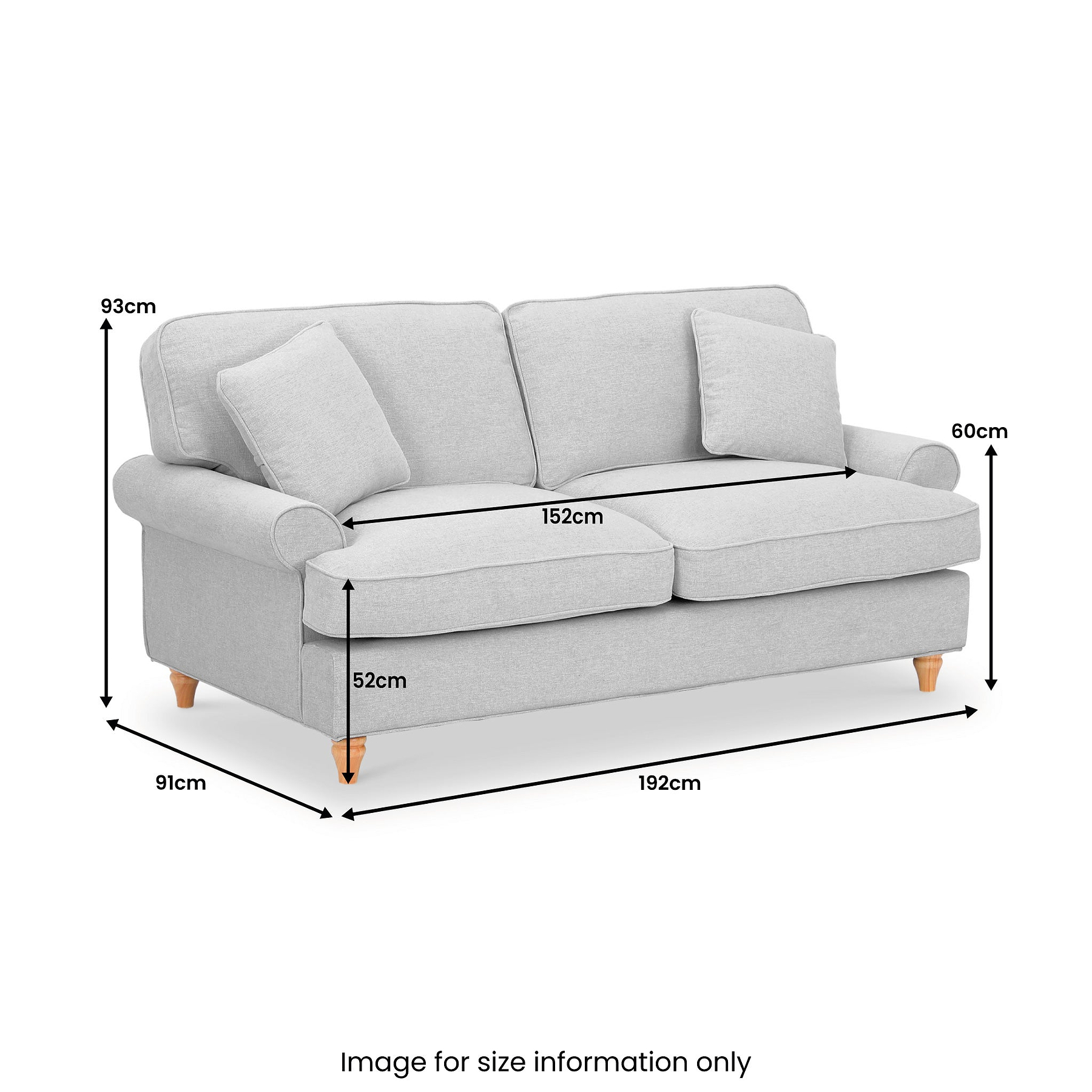 Alfie Woven 3 Seater Sofa dimensions