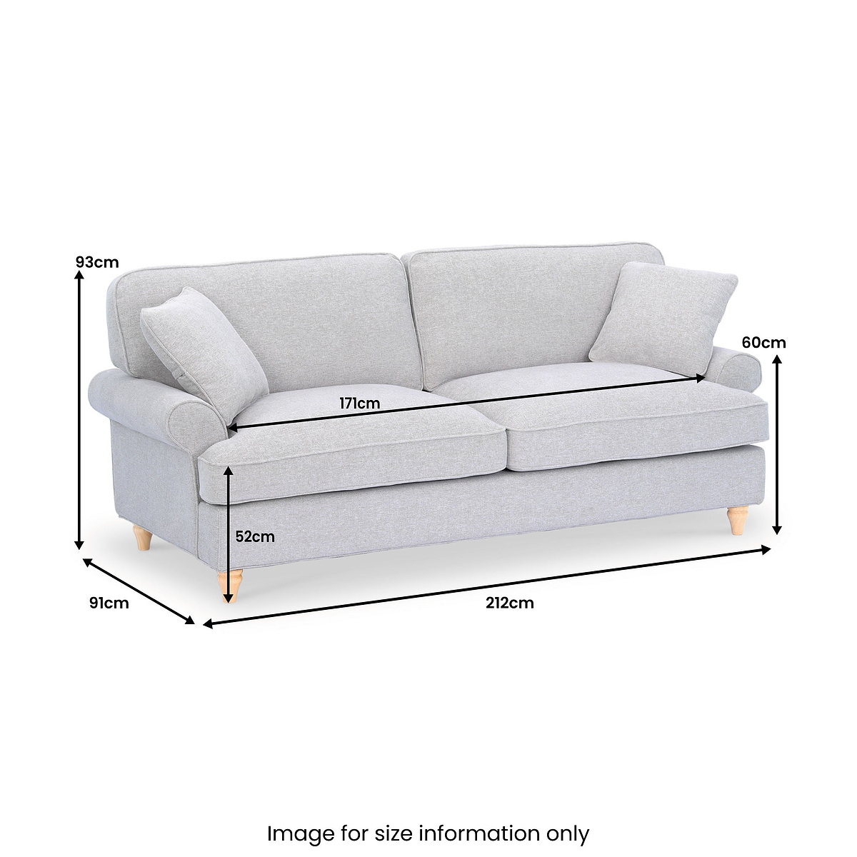 Alfie Woven 4 Seater Sofa dimensions