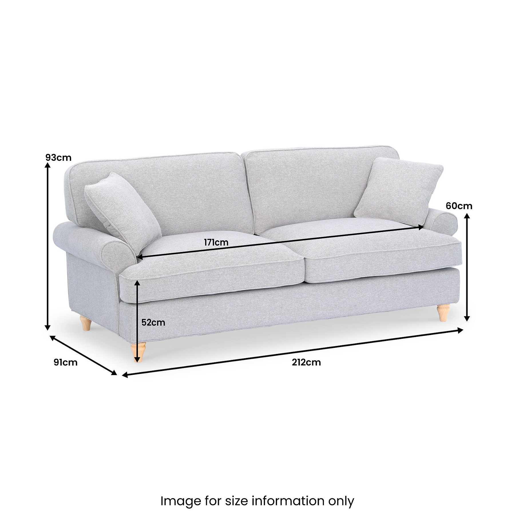 Alfie Woven 4 Seater Sofa dimensions