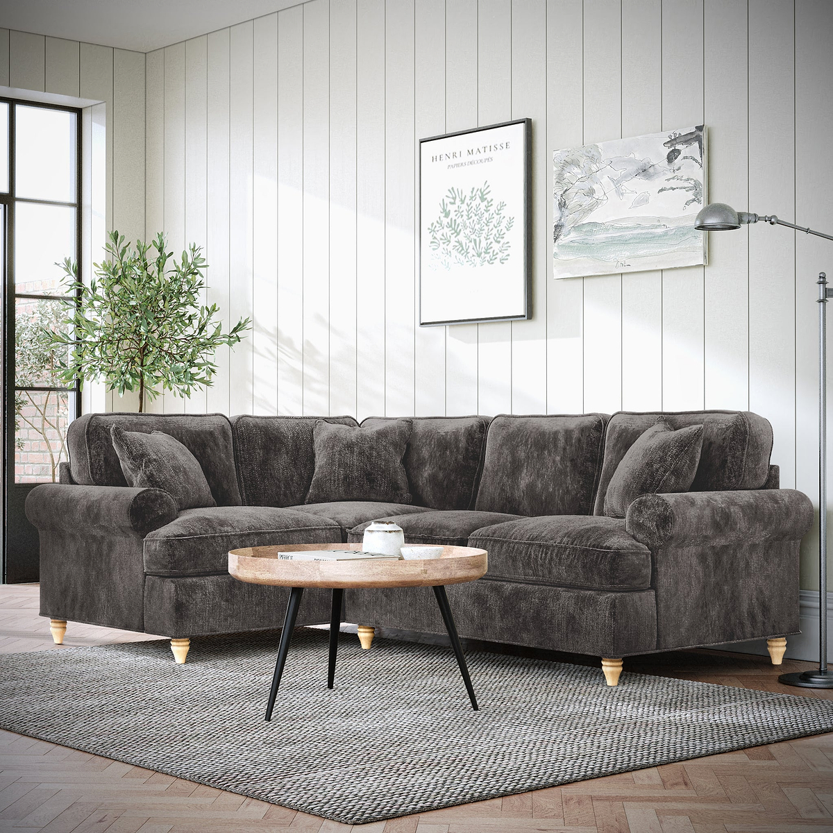Alfie LH Corner Sofa Espresso from Roseland Furniture