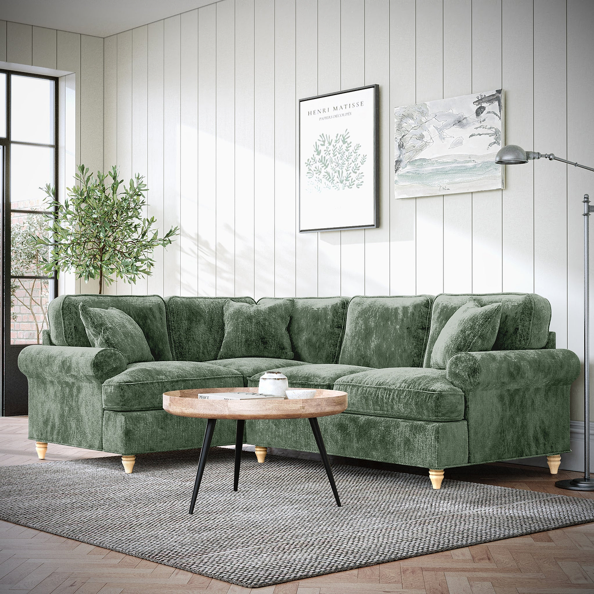 Alfie Moss Green Corner Sofa from Roseland Furniture