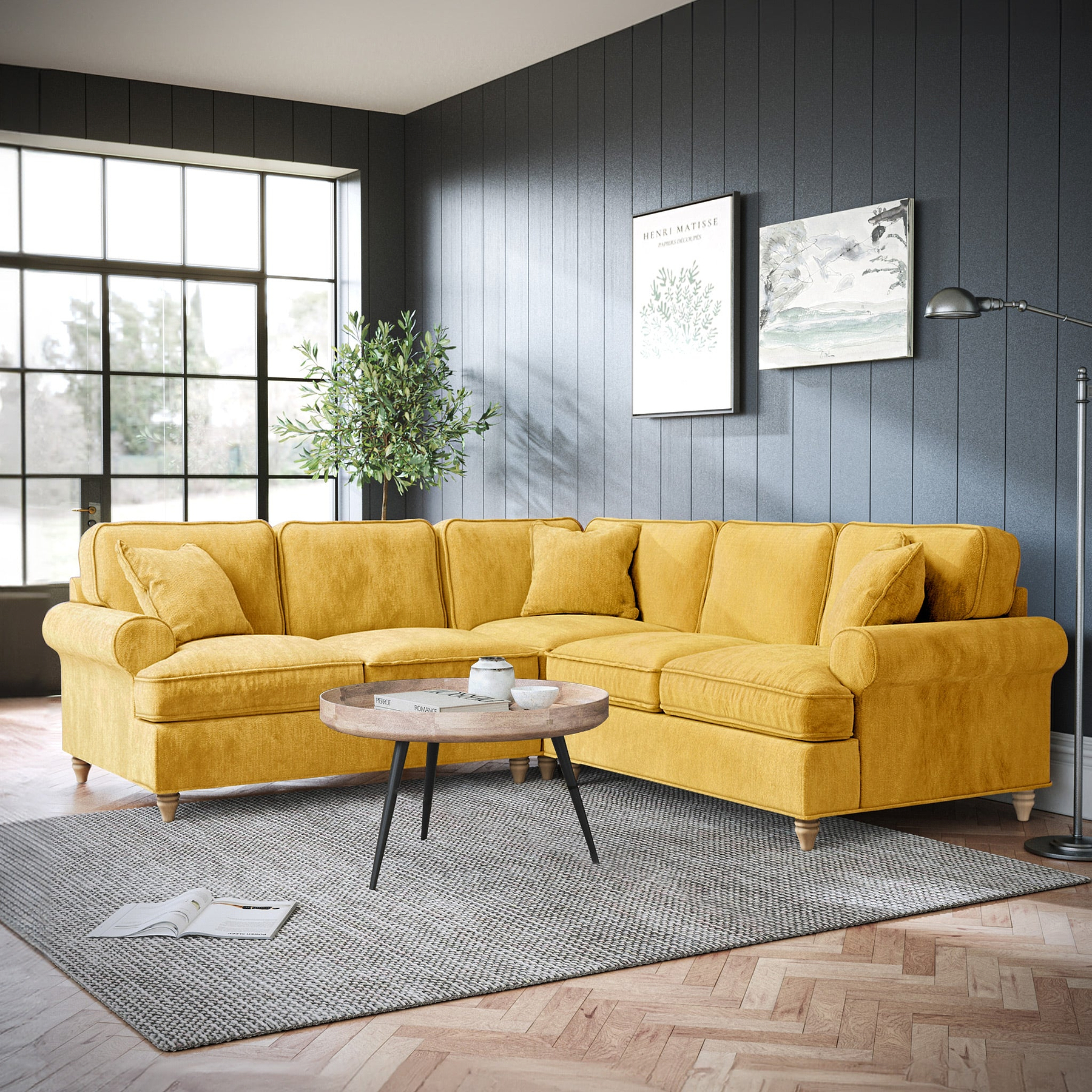 Alfie Gold Large Corner Sofa from Roseland Furniture