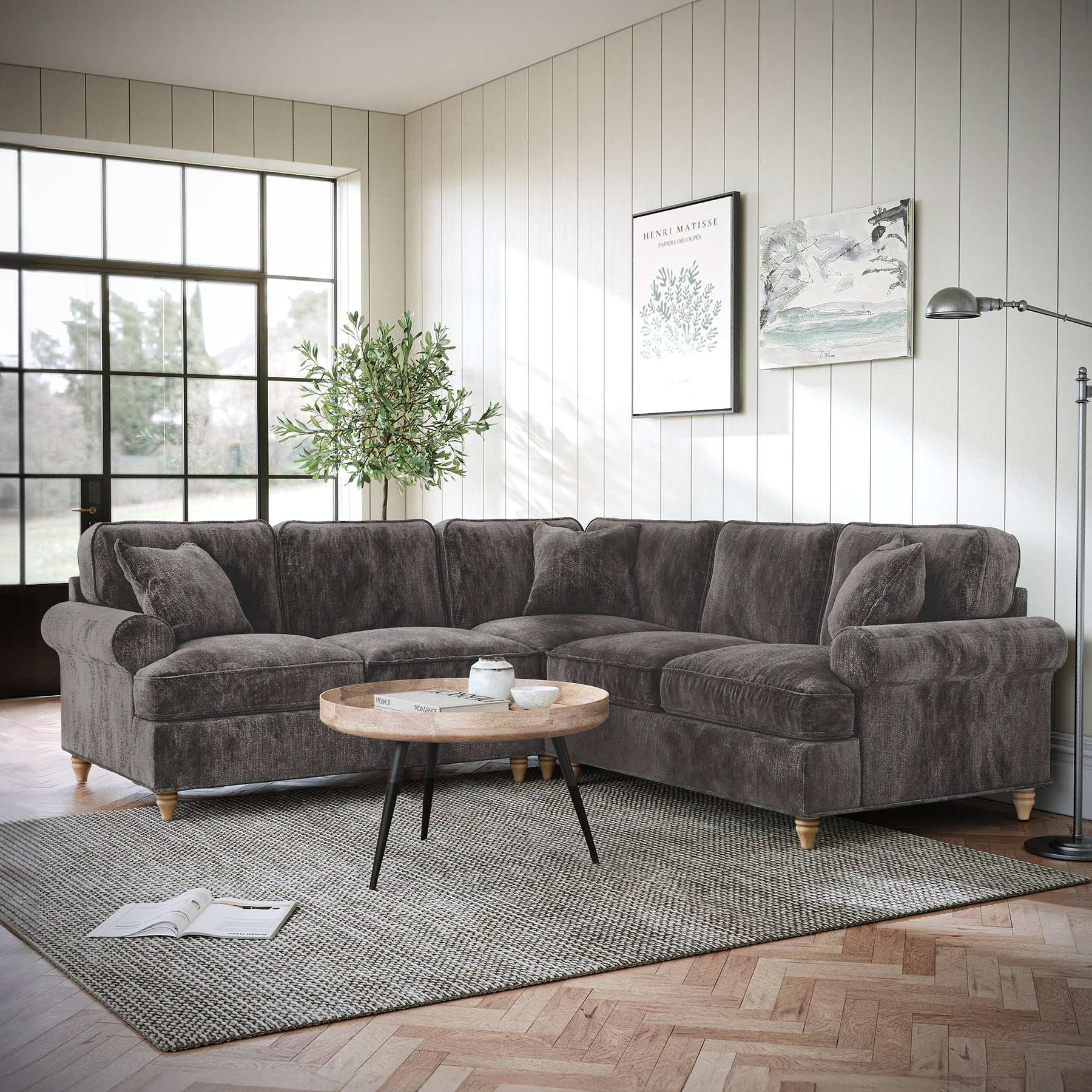 Alfie Large Corner Sofa Espresso from Roseland Furniture