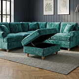 Alfie XL Footstool Emerald from Roseland Furniture