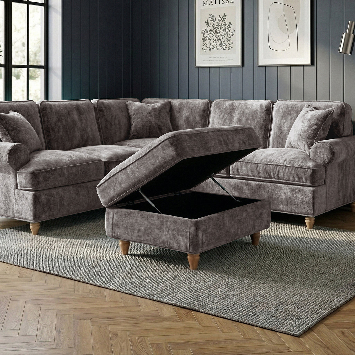 Alfie XL Footstool Espresso from Roseland Furniture