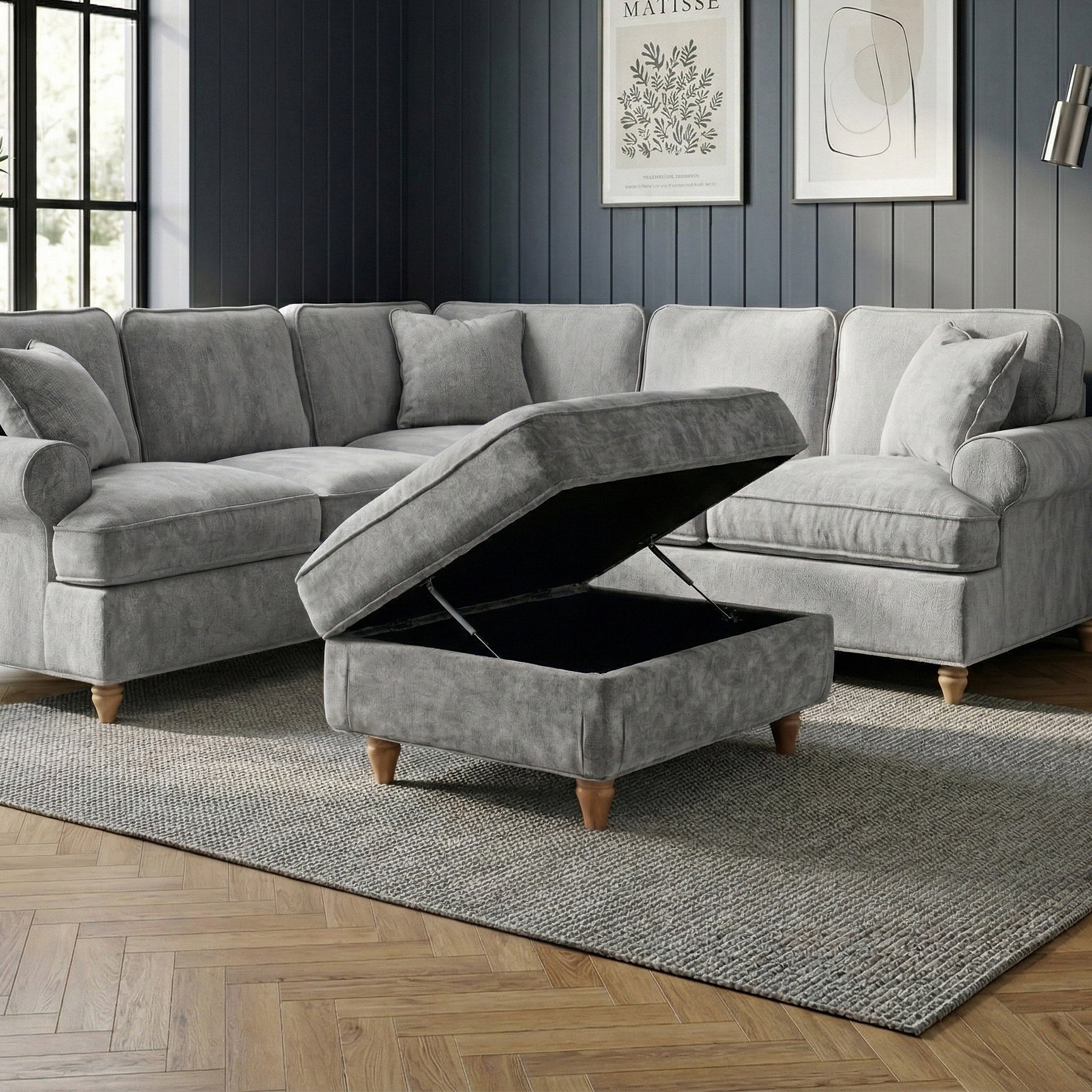 Alfie XL Footstool Ice from Roseland Furniture