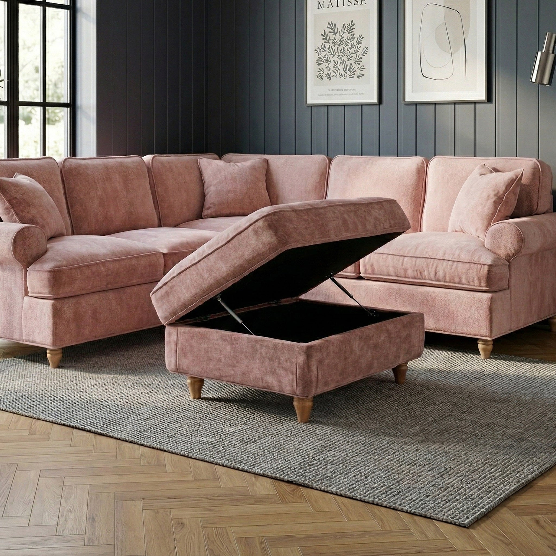 Alfie XL Footstool Blush from Roseland Furniture