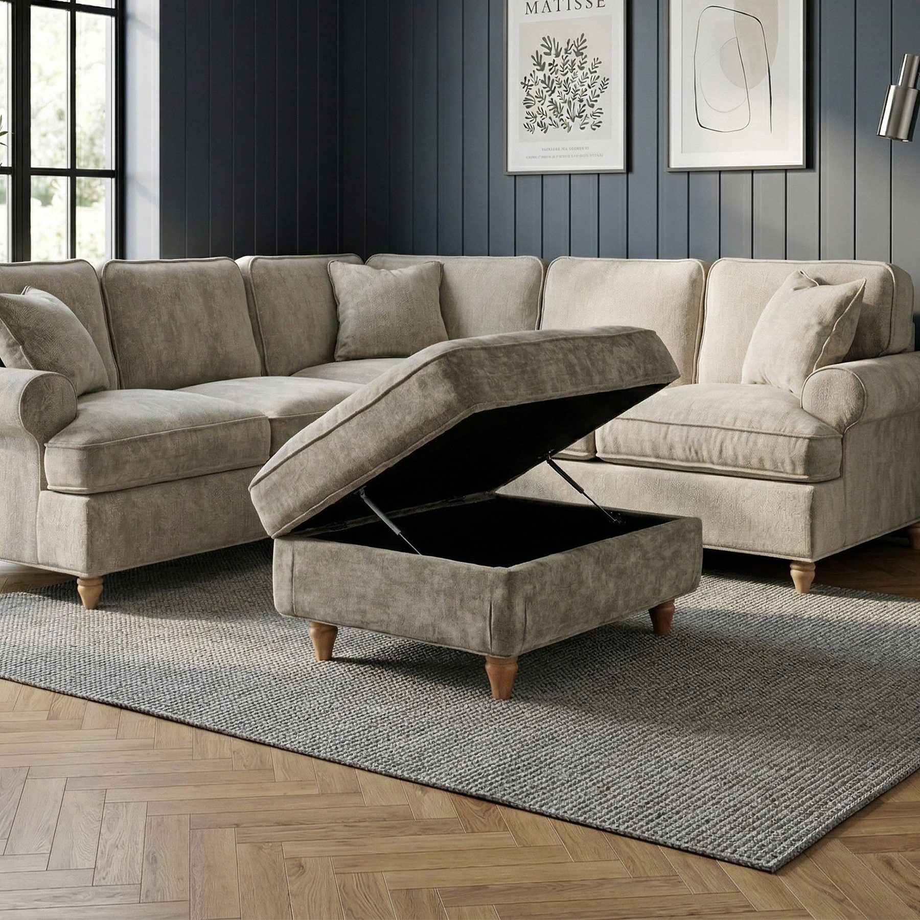 Alfie XL Footstool Mink from Roseland Furniture