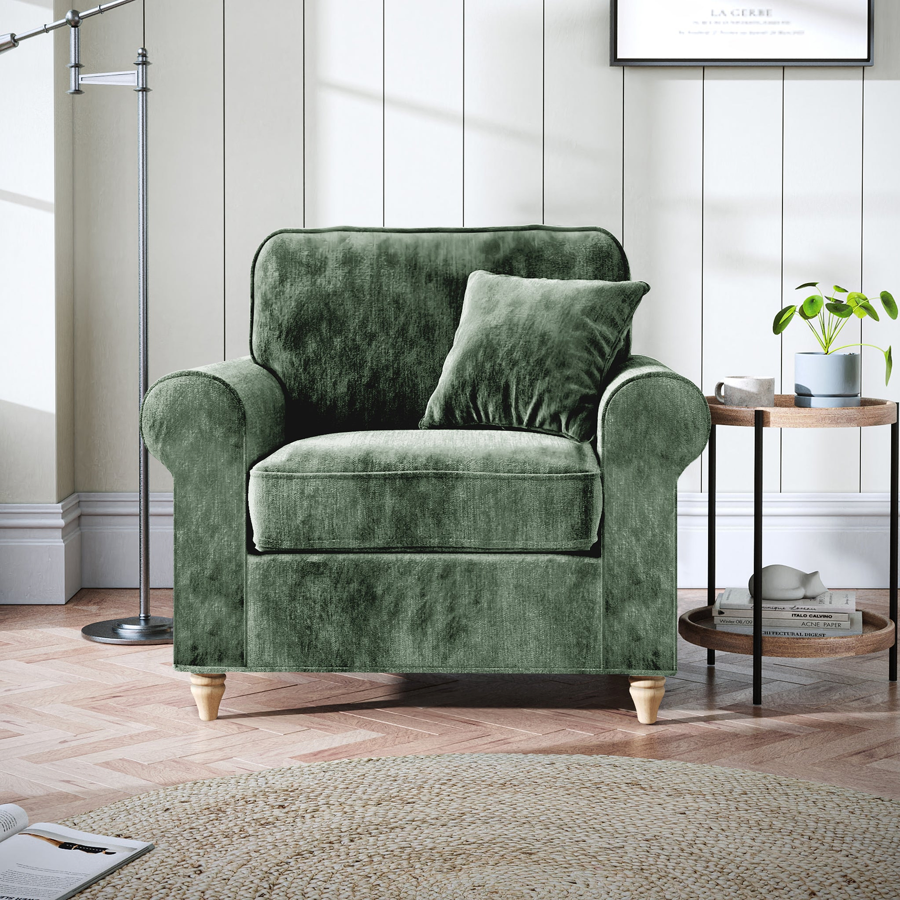 Archie Armchair Moss Green from Roseland Furniture