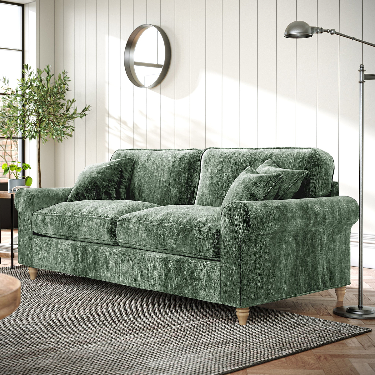 Archie 3 Seat Sofa Moss Green from Roseland Furniture