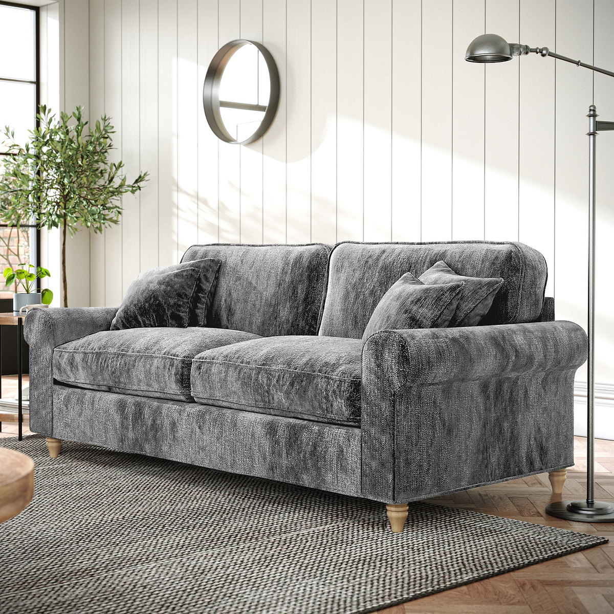Archie 3 Seat Sofa Charcoal from Roseland Furniture