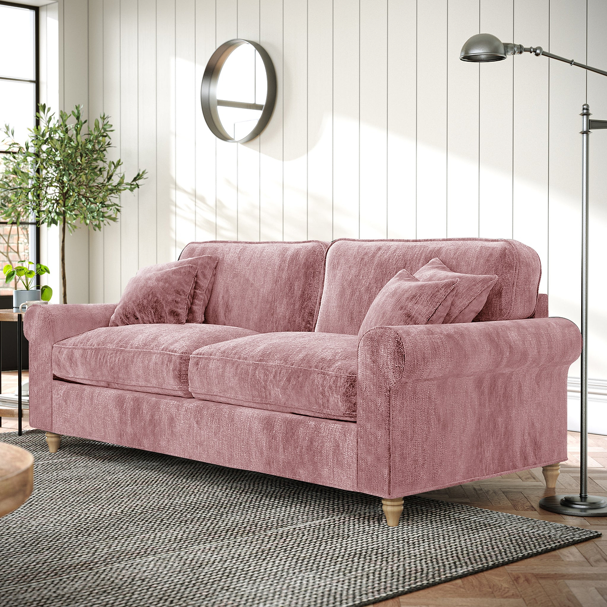 Archie 3 Seat Sofa Blush from Roseland Furniture
