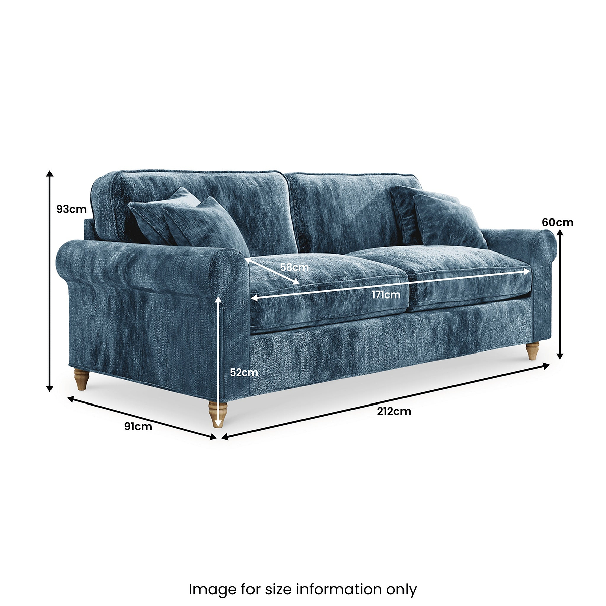 Archie 4 Seat Sofa Navy from Roseland Furniture