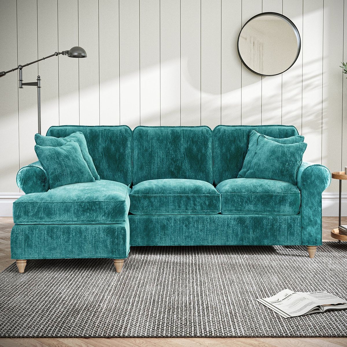 Archie Chaise Sofa LH Emerald from Roseland Furniture