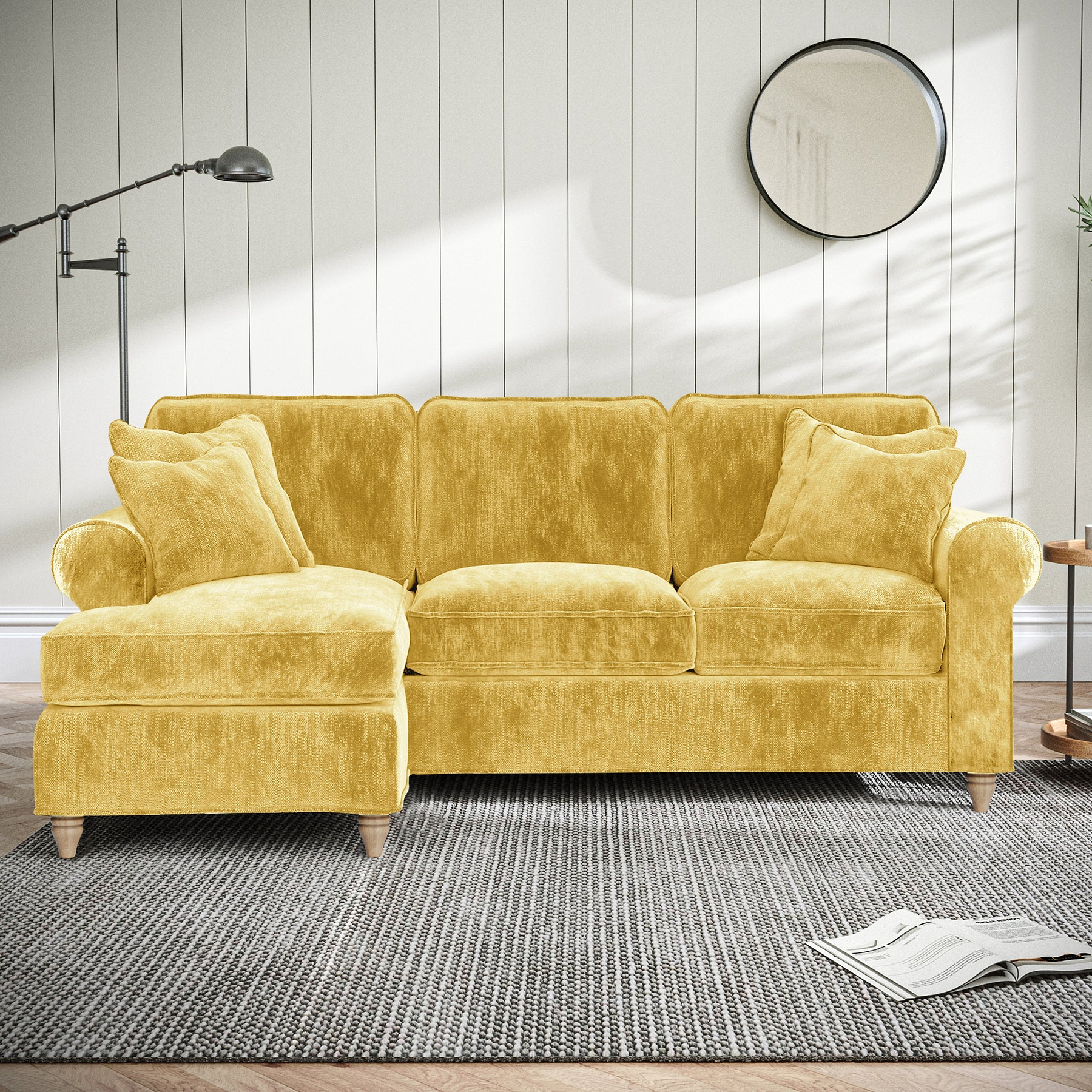 Archie Chaise Sofa LH Gold from Roseland Furniture