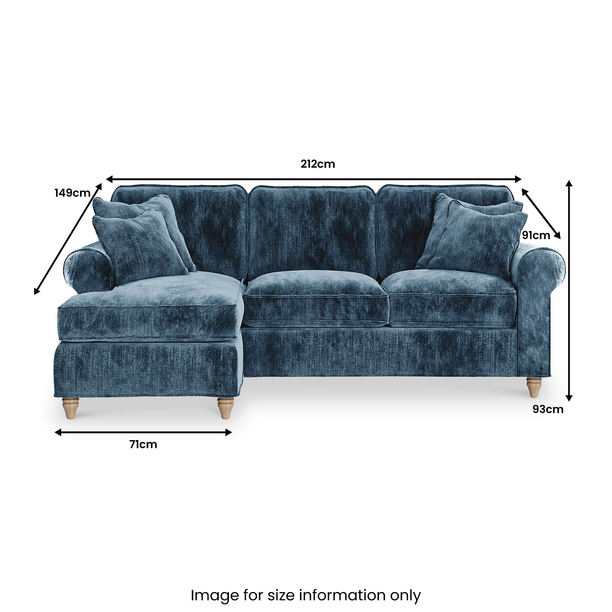 Archie Chaise Sofa LH Navy from Roseland Furniture