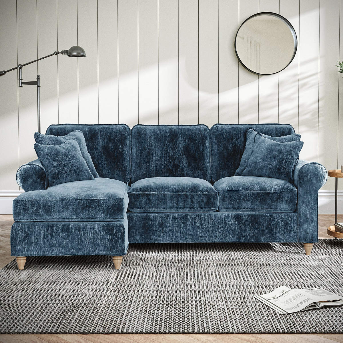 Archie Chaise Sofa LH Navy from Roseland Furniture