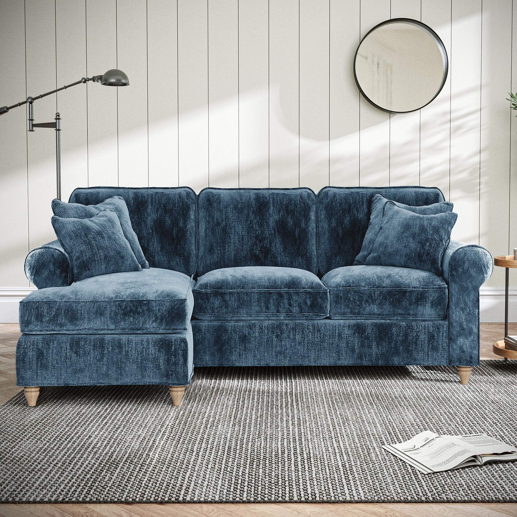 Archie Chaise Sofa LH Navy from Roseland Furniture