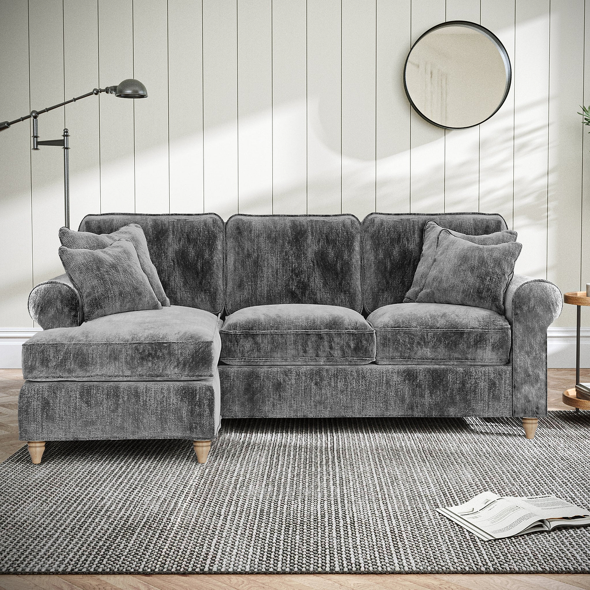 Archie Chaise Sofa LH Charcoal from Roseland Furniture