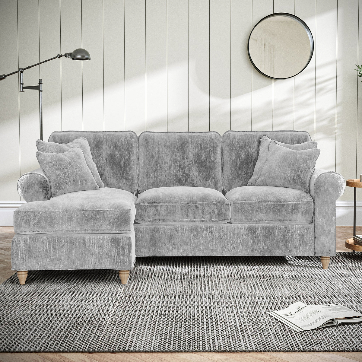 Archie Chaise Sofa LH Ice from Roseland Furniture