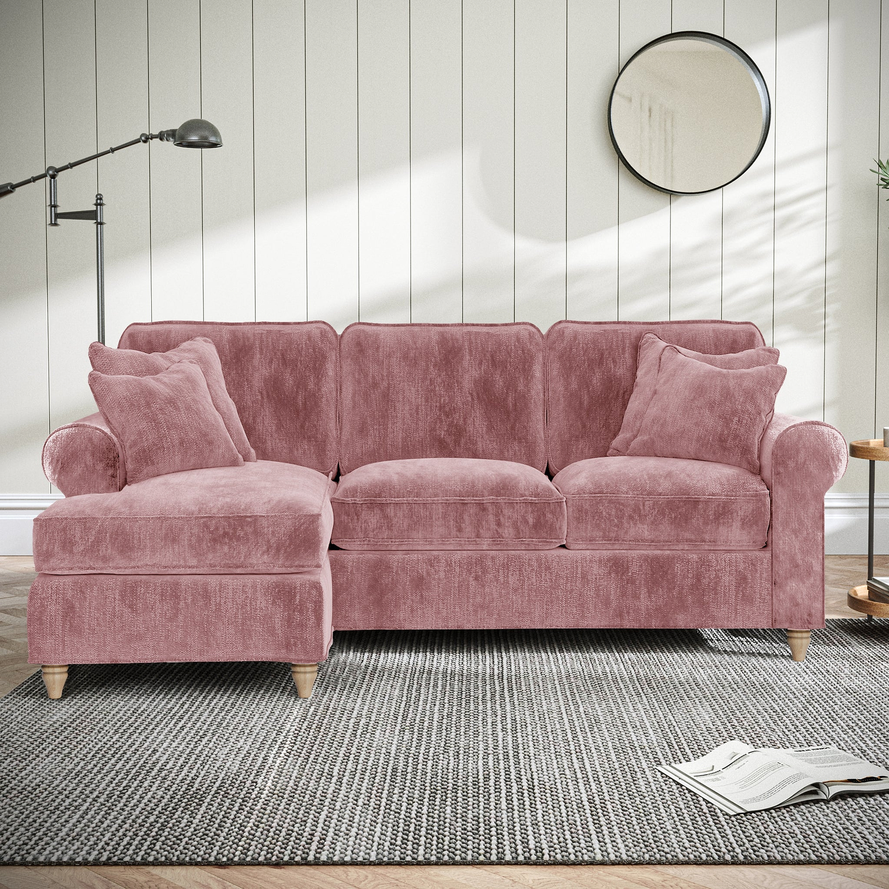 Archie Chaise Sofa LH Blush from Roseland Furniture