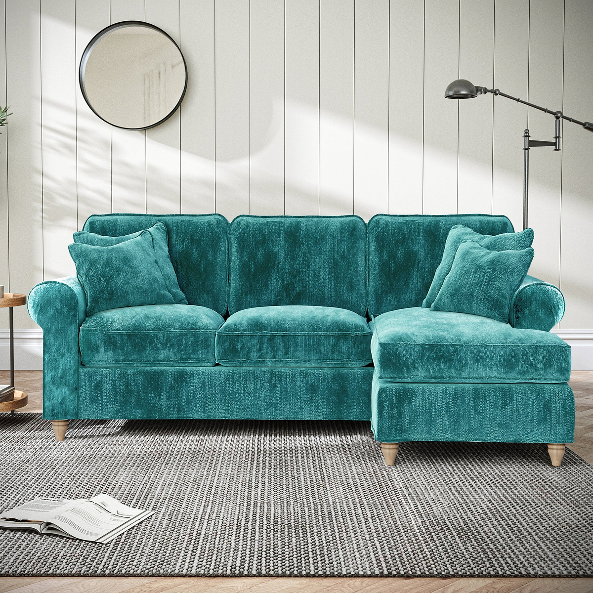 Archie Chaise Sofa RH Emerald from Roseland Furniture