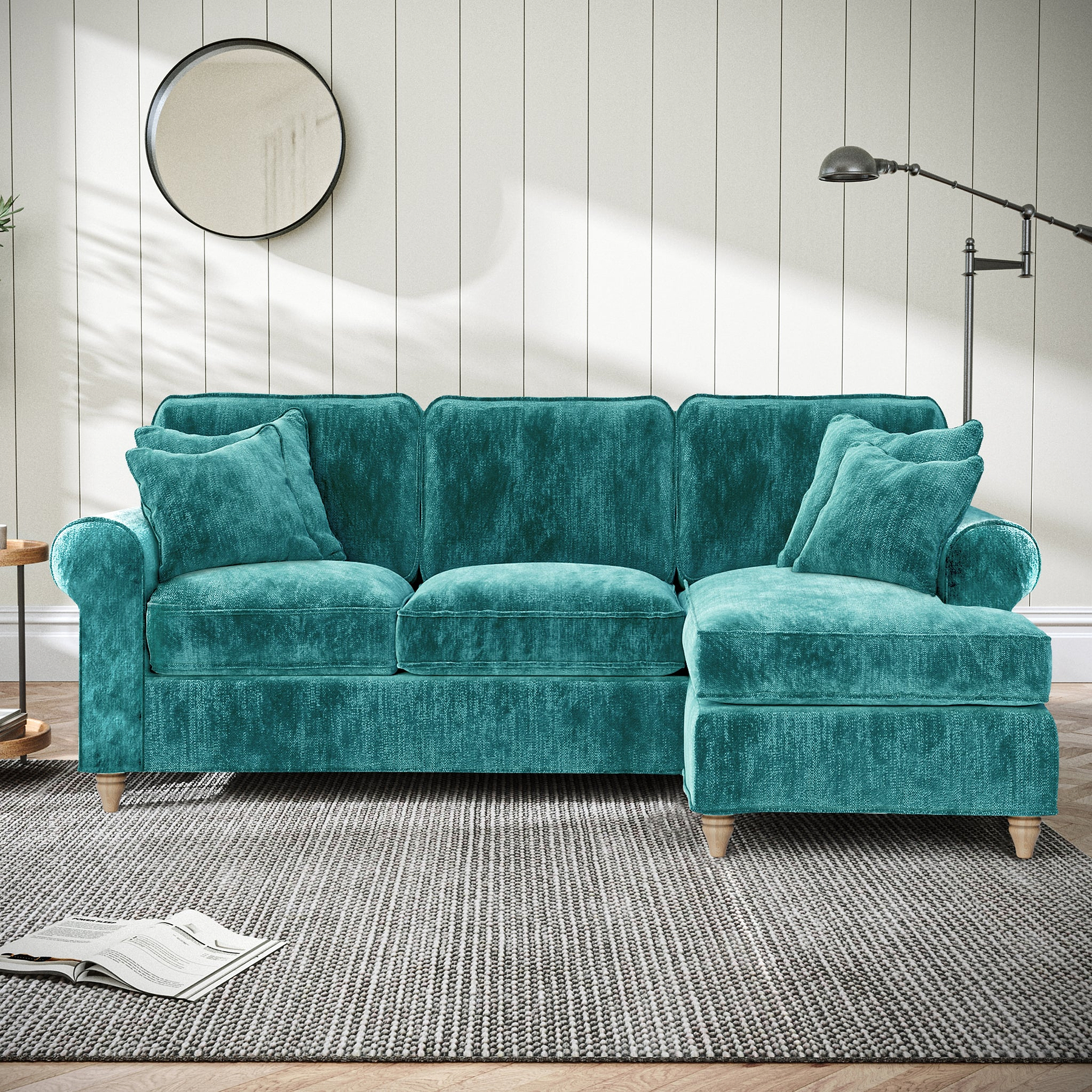 Archie Chaise Sofa RH Emerald from Roseland Furniture