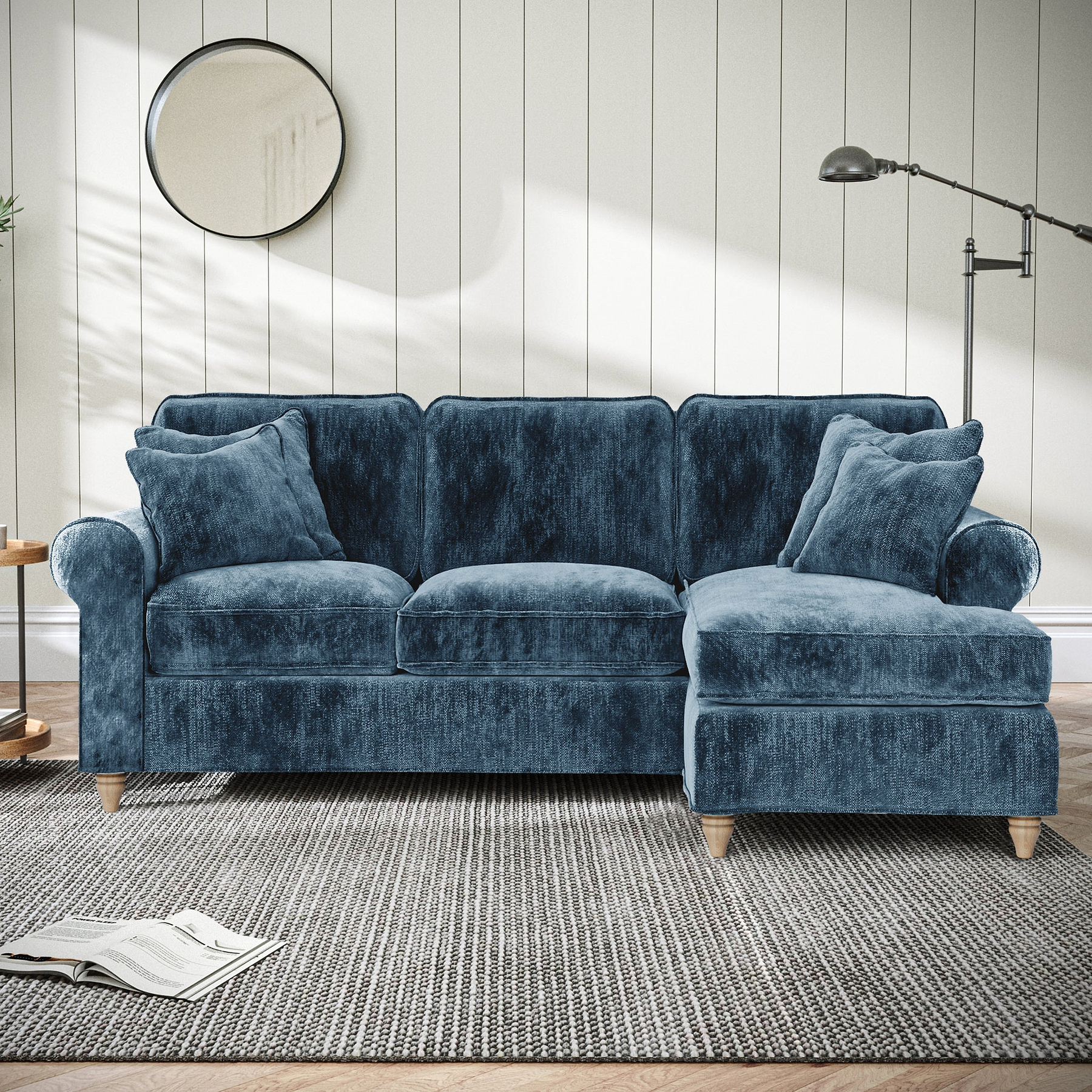 Archie Chaise Sofa RH Navy from Roseland Furniture