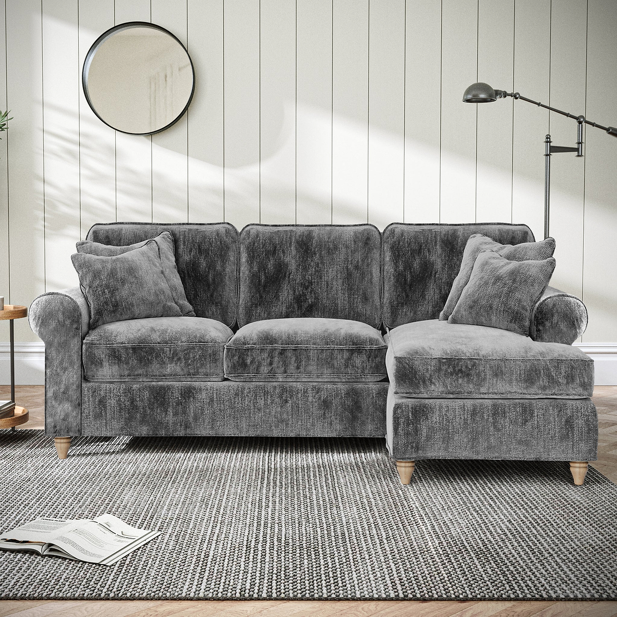 Archie Chaise Sofa RH Charcoal from Roseland Furniture