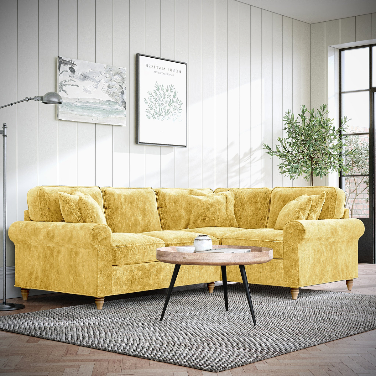 Archie Corner Sofa RH Gold from Roseland Furniture